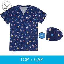 Синяя планета печать униформа медсестры больница уход Скраб Топы медицинский хирургический салон красоты стоматолога аптека ПЭТ костюмы врача