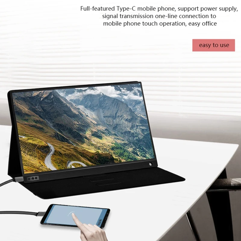 Portable Monitor 15 6 Inch IPS Display Built in Type C Rich Interface Can Connect to Many Peripherals 1080P US Plug