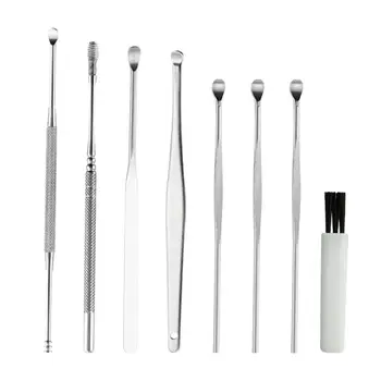 

8pcs One Set Ear Scoop Profesional Ear Pick Stainess Steel Ear Cleaner Comfortable Ear Cleaning Tools For Woman Kids Man