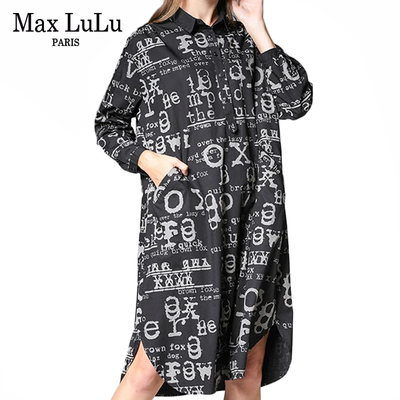 Женское длинное платье в стиле панк Max LuLu Повседневное большого размера с принтом