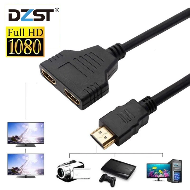 Hdmi сплиттер DZLST 1 в 2 Выход HDMI штекер гнездо адаптер конвертер видео кабель 1080P