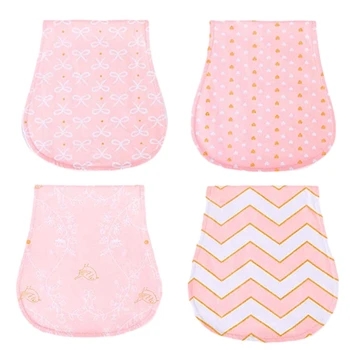 

4 Pcs Baby Burp Cloths Baby Girls Burp Cloths Set Baby Bibs Curved Absorbent and Soft Baby Supplies