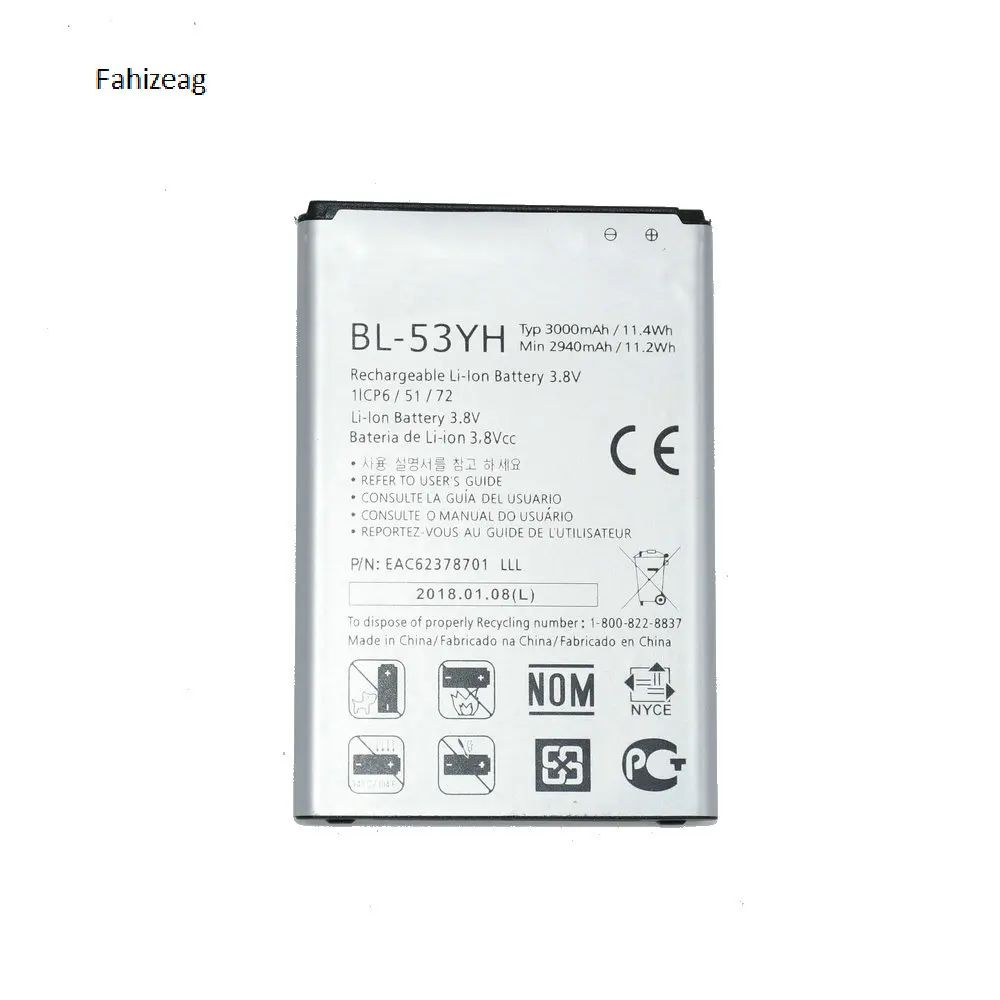 Fahizeag 3000 мА/ч BL-53YH BL53YH Замена Батарея для LG G3 D850 D851 D855 LS990 D830 VS985 F400 мобильного