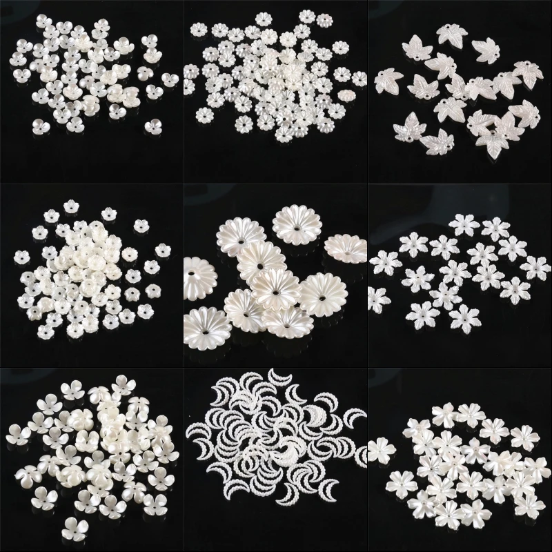 ABS Imitation Pearl Beaded Flower Half Round Beads Mix Flowers Hearts Bead DIY Clothing Accessories Jewelry Handmade Crafts clothing accessories imitation pearl beads abs beads