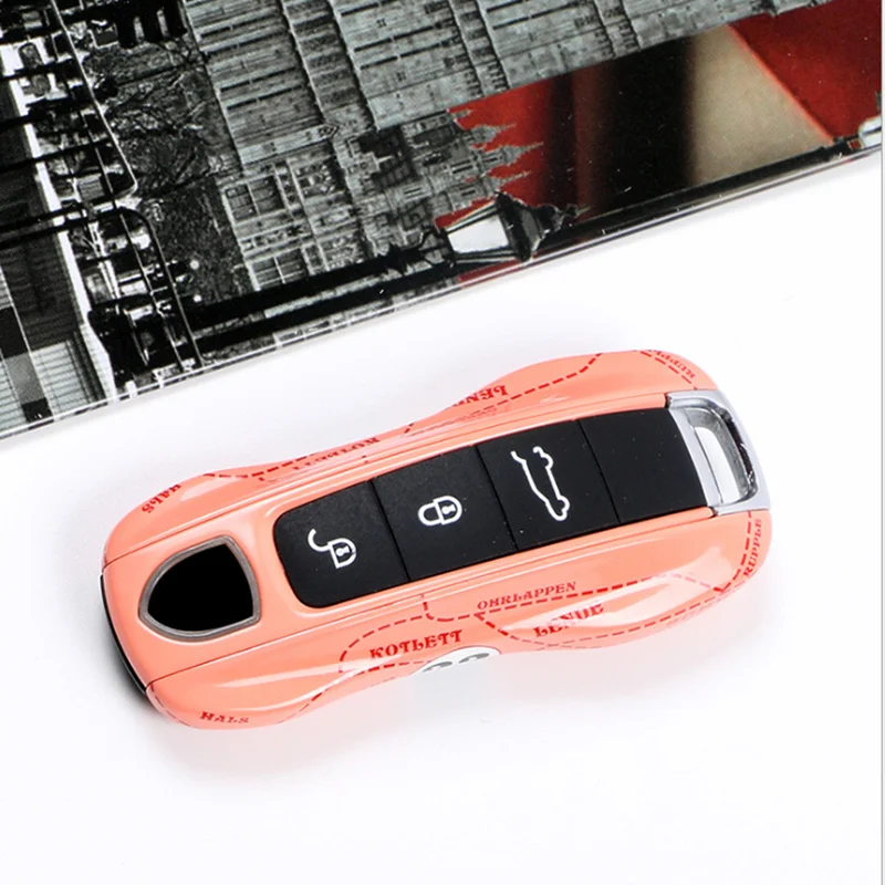 Mando a distantcia llave para Porsche Boxster Caiman 911 Panamera Cayenne Macan cubierta modificada llave carcasa Rosa cerdo seri