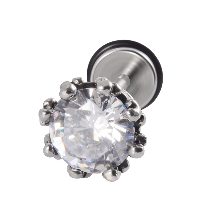 Stainless Steel Punk Ear Studs Tragus Cartilage Piercing Lobe Earring Zircon Man Women Stud Helix Cartilage Piercing Jewelry