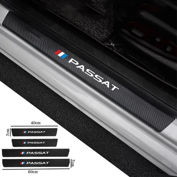 

4Pcs Carbon Fiber Car Door Sill Guard Leather Protector Stickers For Volkswagen VW Passat B4 B5 B6 B7 B8 CC Accessories Styling