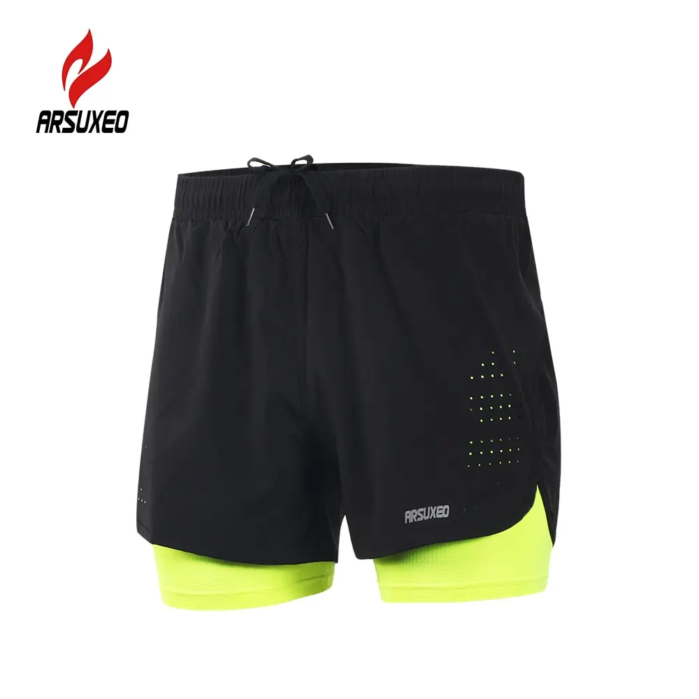 

Arsuxeo Men's Running Cycling Shorts Quick Drying Breathable Training Exercise Sports Shorts 2-in-1 Shorts with Longer Liner