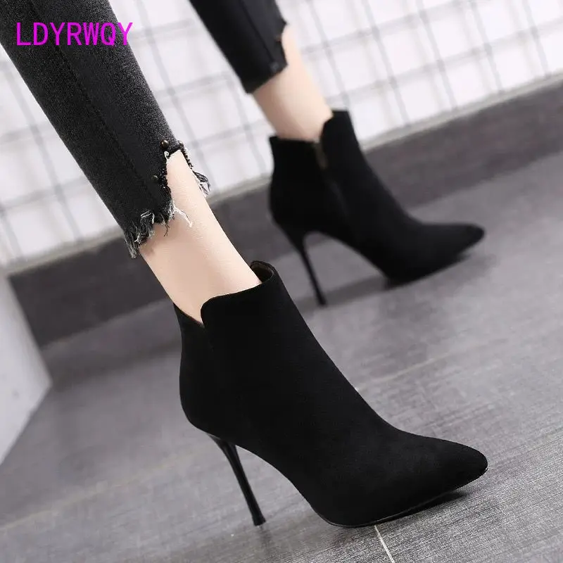 Sexy Martin boots women's autumn 2021 new net red skinny boots pointed high heels fashion short boots stiletto