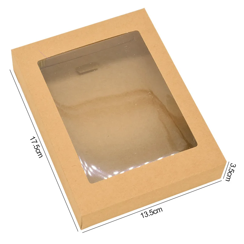 6Pcs Kraft Paper Cookie Candy Box PVC Window for Wedding Christmas Gift Boxes Packaging Decoration Birthday Party Supplies