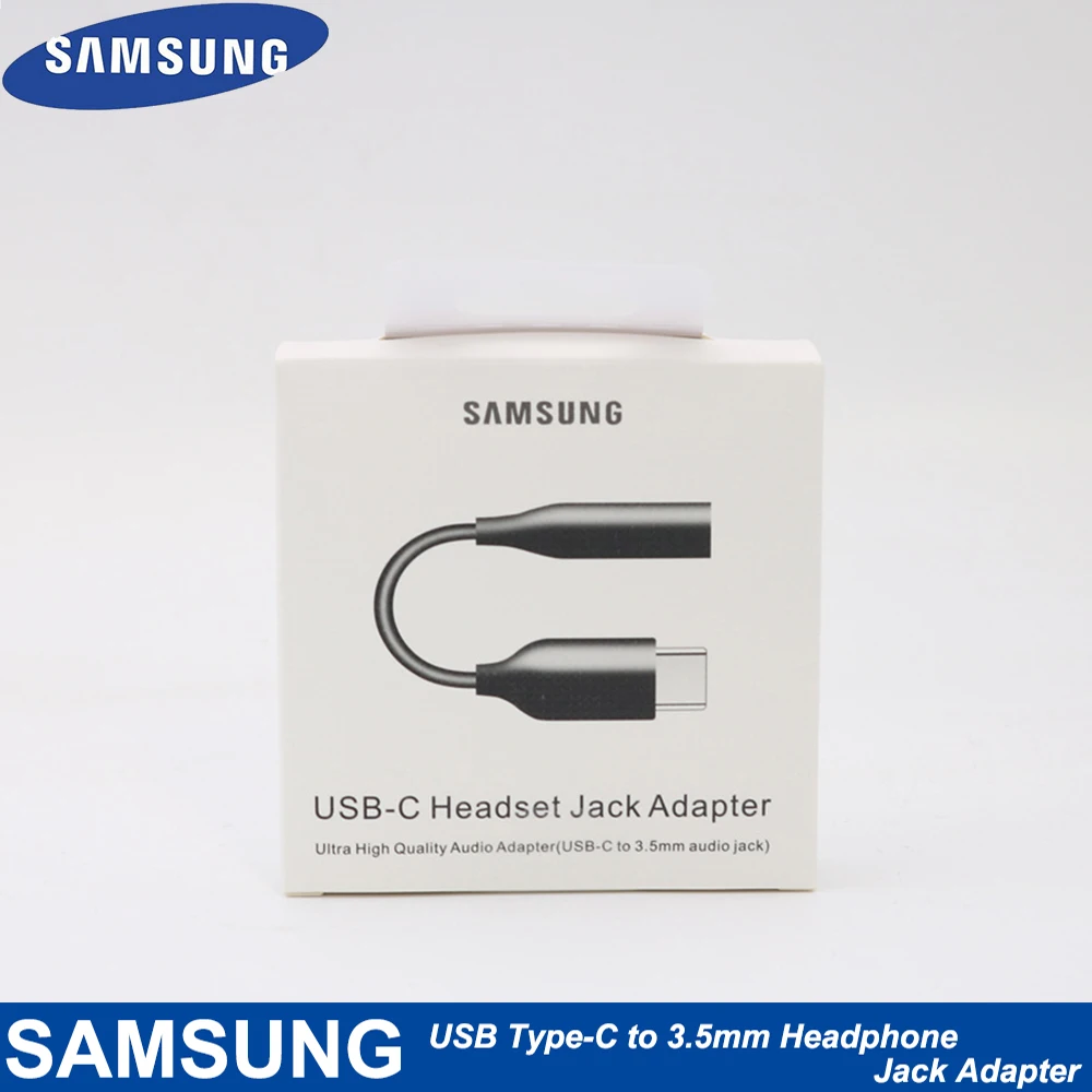 100% Samsung USB Type-C Male To 3.5mm Earphone AUX Audio Cable USB C to 3.5 Adapter Converter For GALAXY A8+ 2018 Note10 Pro cell phone plug adapter