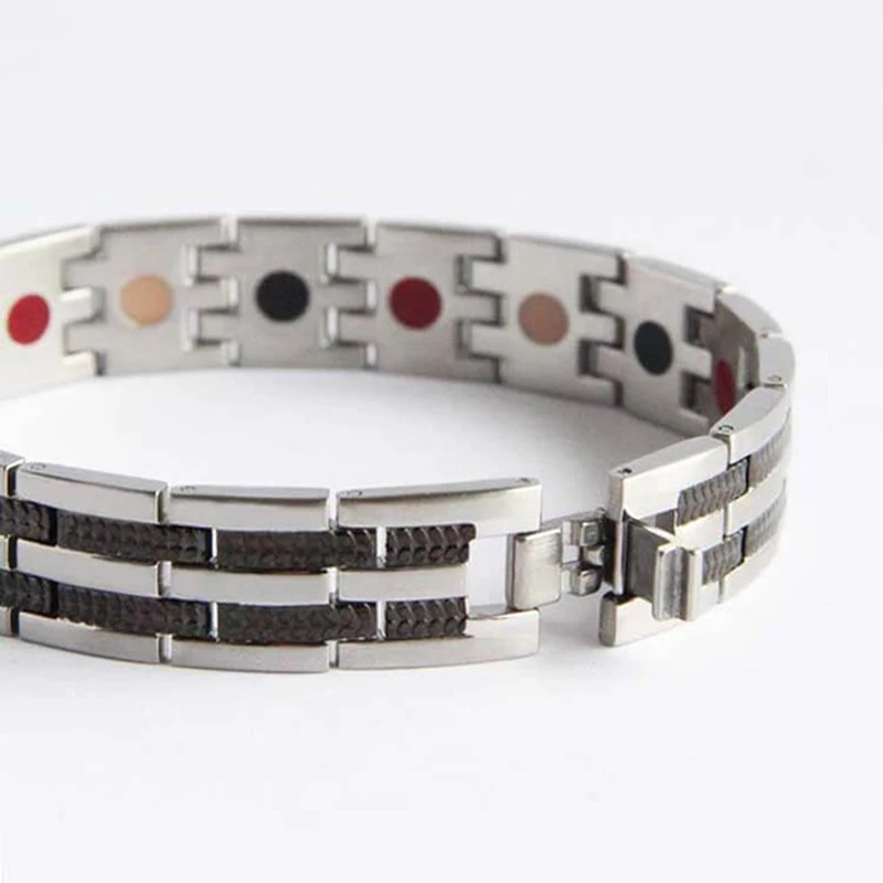 Oktrendy titanium sports bracelet health care jewelry for men hematite bracelets 4 in 1 energy bangle black plating jewellery