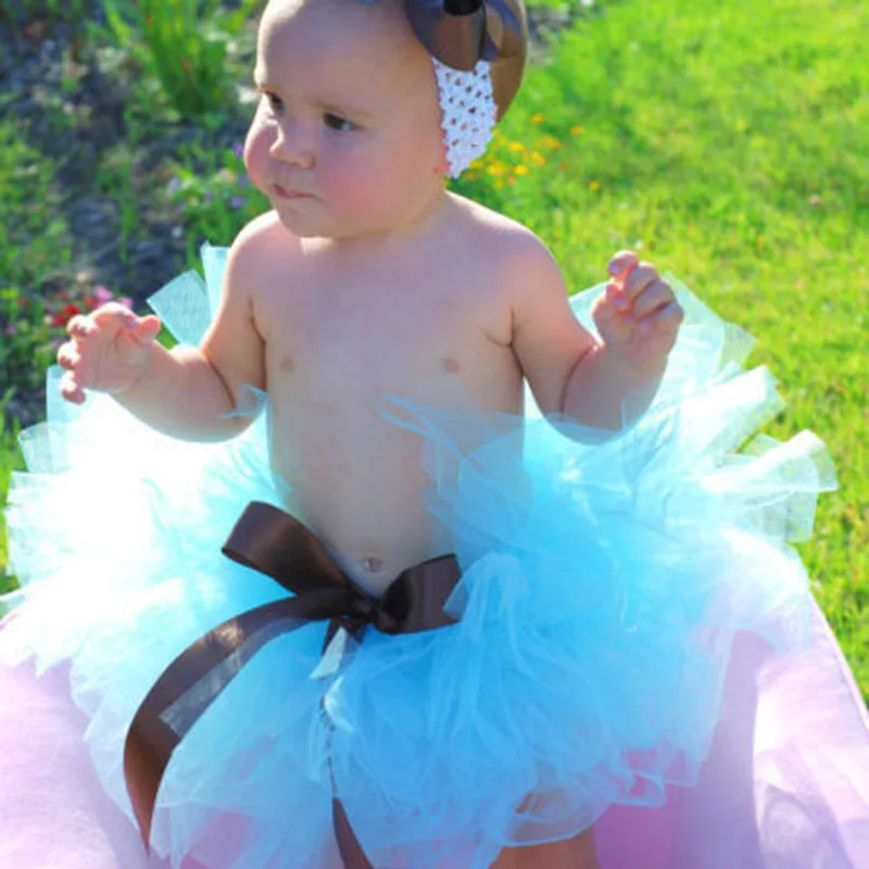 2 Colorful Baby Tutu Skirt Girls Fluffy Tulle Ballet Pettiskirts Underskirts with Flower Headband Kids Party Costume Skirts Cloth - Цвет: 2