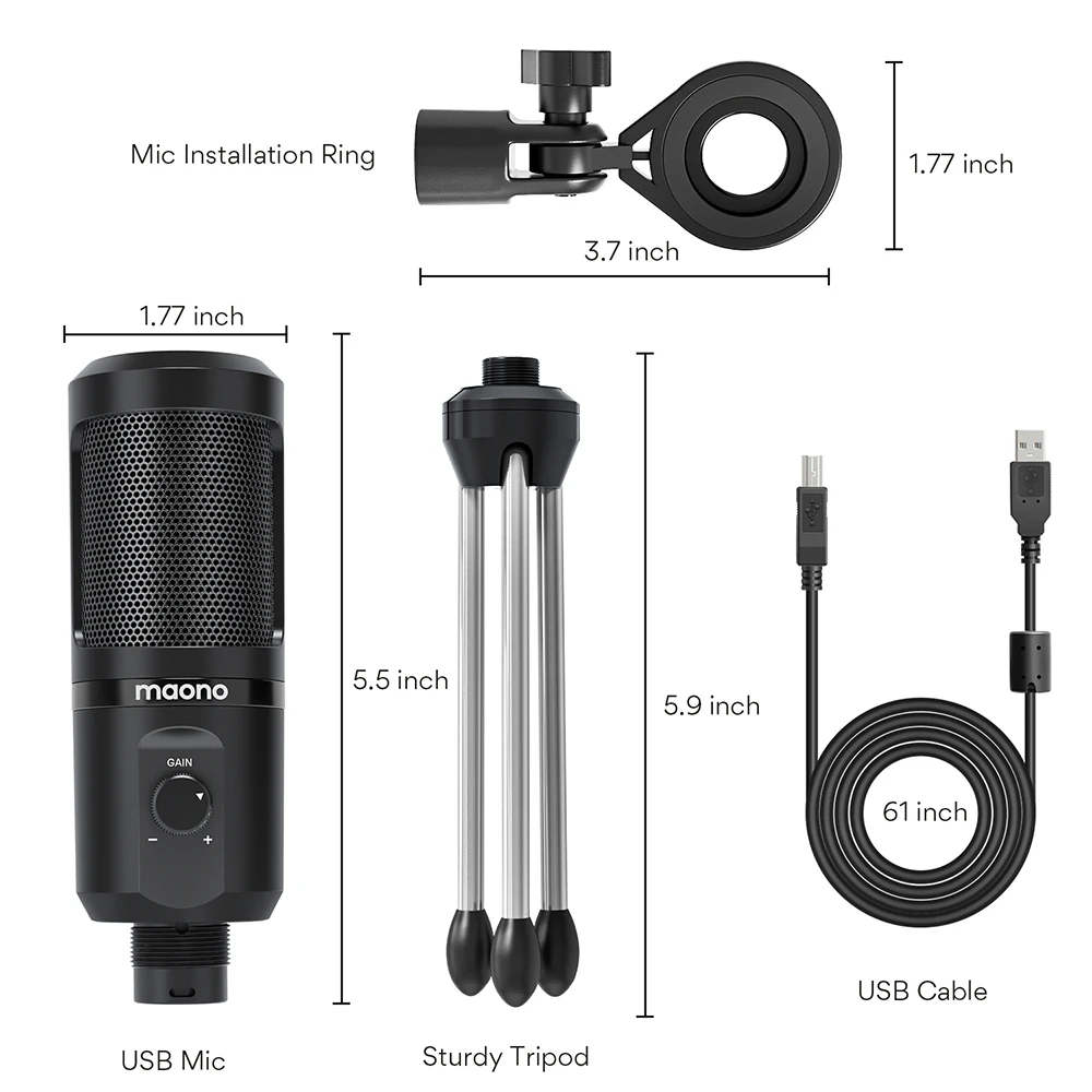 Microphone USB à Condensateur pour Ordinateur de Bureau, Micros PC USB avec  Trépied et Filtre Anti-pop Compatible avec MacOS Windows, PS4/5, Facebook