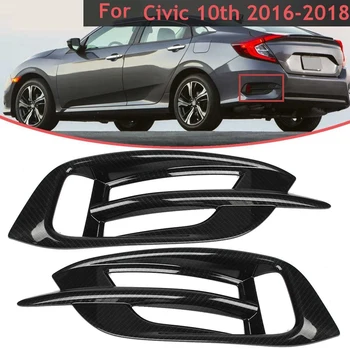 

NEW-Car Carbon Fiber Rear Bumper Fog Light Lamp Cover for Honda Civic10Th 2016 2017 2018