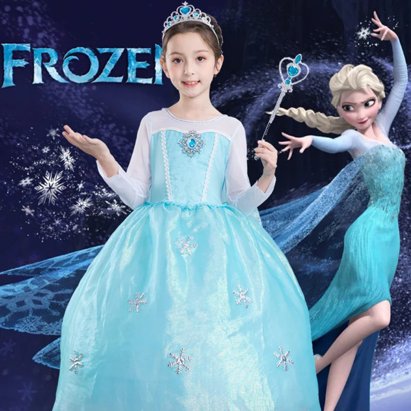 

Disney Princess Girls Dress Kids Dresses for Girls Christmas Dress Up Costume Party Frozen Long Sleeve Girl Clothes Design 2300