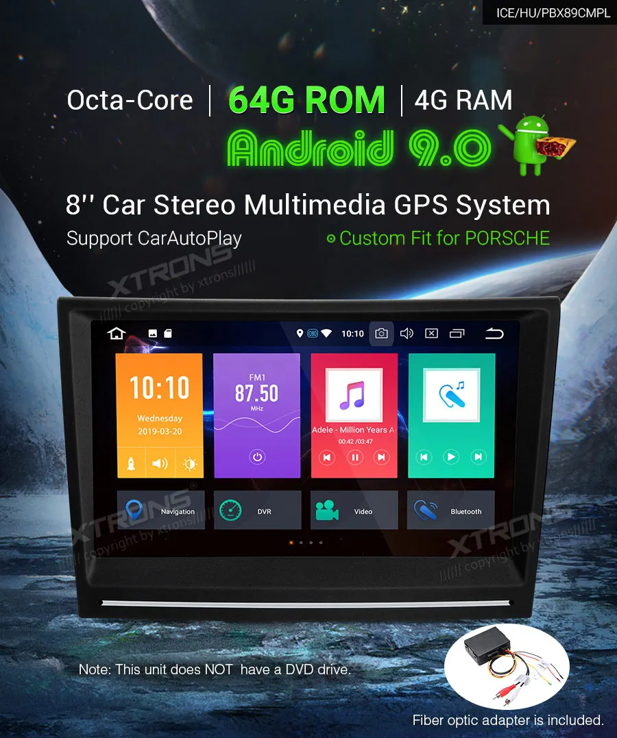 Best XTRONS 8"Android 9.0 Octa Core 4GB RAM 64GB ROM Car Multimedia GPS System for Porsche Cayman 2005-2008 Boxster 2005-2012 NO DVD 0