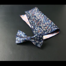 Gravata Borboleta Шелковый подарок для мужчин бабочка Карманный платок Золотой Зеленый Черный Красный листья цветы галстук-бабочка и носовой платок