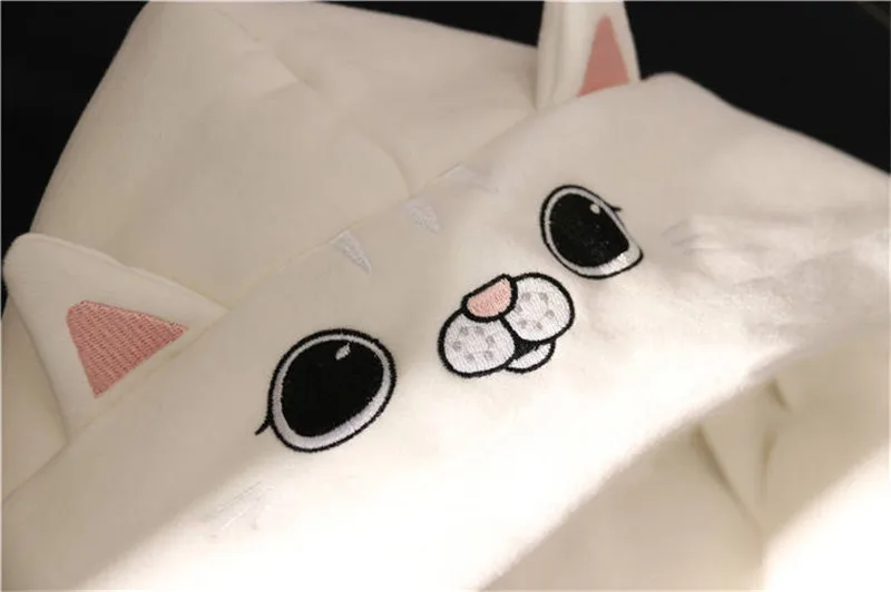 Kawaii милый Кот толстовки для женщин плюс размер длинный рукав спортивный костюм приталенные пуловеры Moletom Домашняя одежда Женская толстовка Забавная девушка