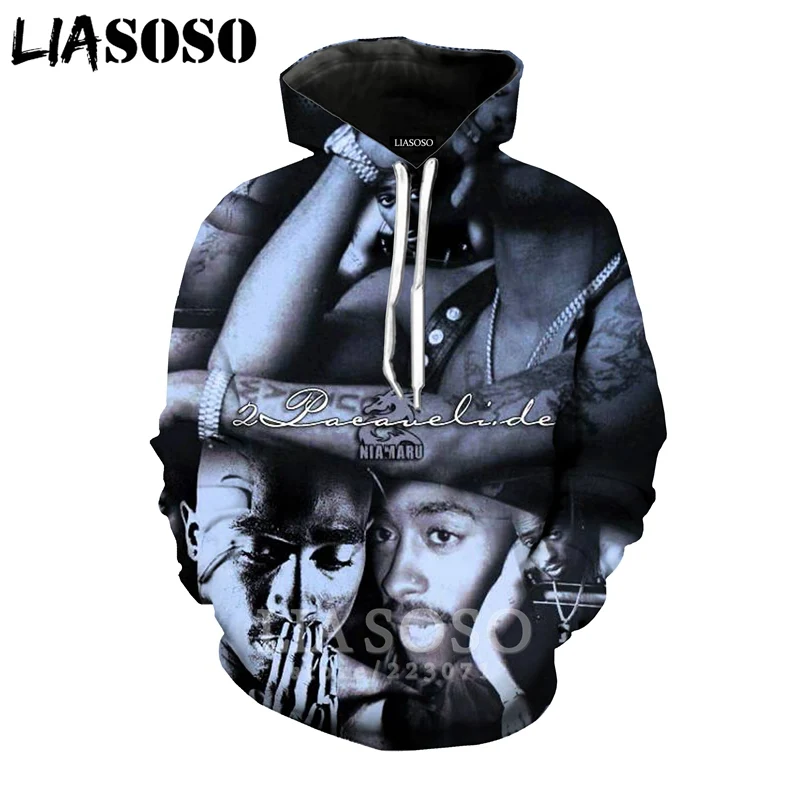 2Pac толстовки LIASOSO забавные для мужчин и женщин Аниме Толстовка 3D принт рэпер с длинным рукавом хип хоп Уличная Топ пуловер с круглым вырезом A295-15 - Цвет: 16