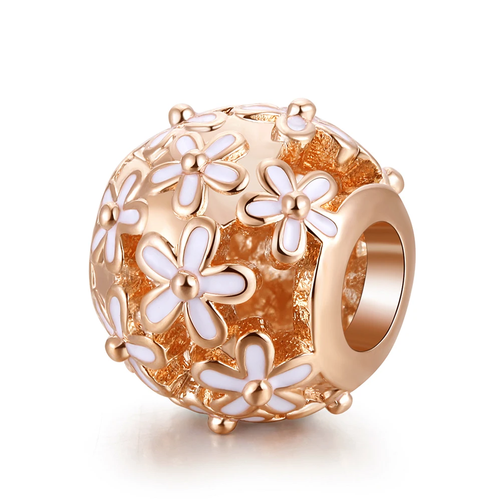 

Rose Gold Collection Darling Daisy Meadow Charm Fashion Beads For Jewelry Making Fits Original Silver Bracelets For Woman DIY