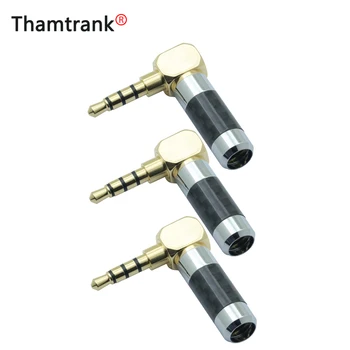 

10PCS Right angle Carbon Fiber Adapter Audio Jack 3.5mm 4 Pole Stereo Male Plug Gold Plated Wire Solder Connector for 6mm cable