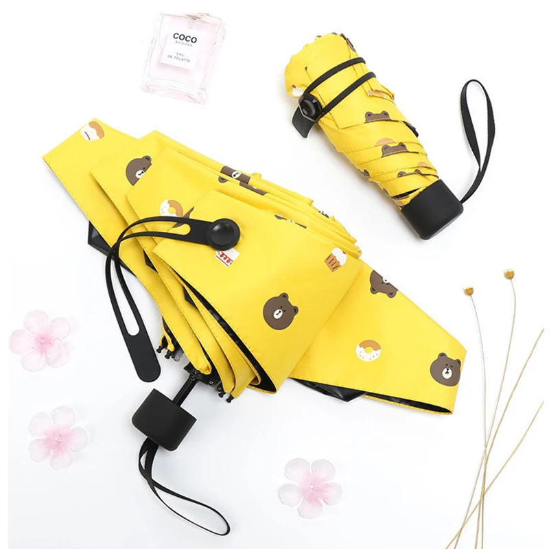 

Mini Pocket umbrella Five Folding small umbrellas Sun Parasol Girls Anti-UV Waterproof Convenient Girls Travel Umbrellas