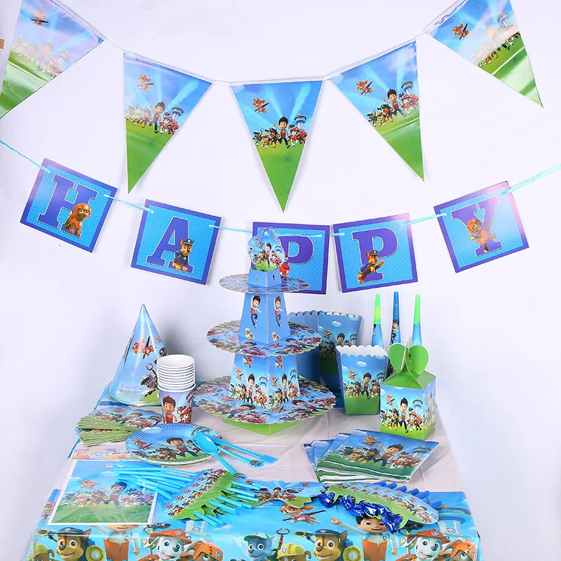 For-10People-Event-Festival-Decor-Birthday-Big-Party-Paws-Patrolling-Themed-Boys-Children-Disposable-Tablewares