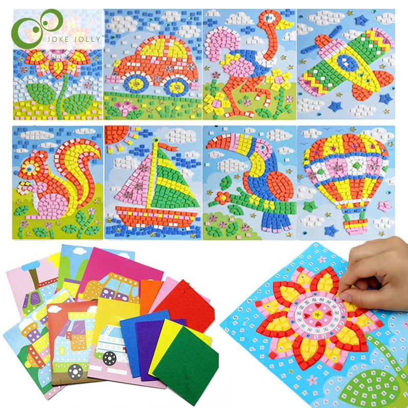 6 unids/set 3D niños EVA pegajoso rompecabezas de mosaicos espuma de bricolaje pegatinas EVA arte Hecho A Mano de dibujos animados creativo juguetes educativos para los niños ZXH