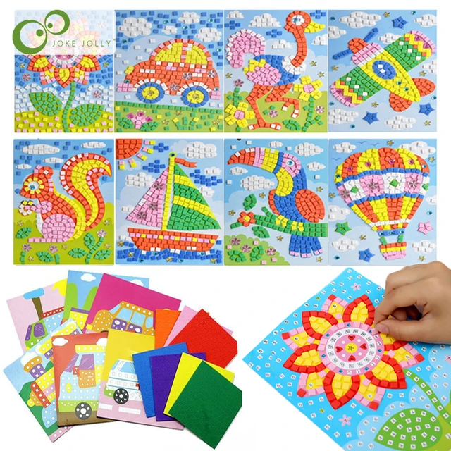 6PCS/Set 3D Kids EVA Sticky Mosaics Puzzle DIY Foam EVA Stickers Handmade Art Cartoon Creative Educational Toys For Children 1