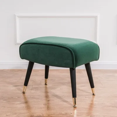 Деревянный пуф скандинавский стул простой пуф для гостиной Детская мебель ткань табурет - Цвет: Зеленый