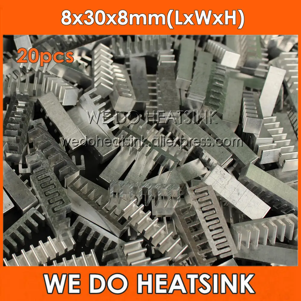

WE DO HEATSINK 20pcs 8x30x8mm DIY Extrusion Epoxy Attach On Heatsink Aluminium For DIP