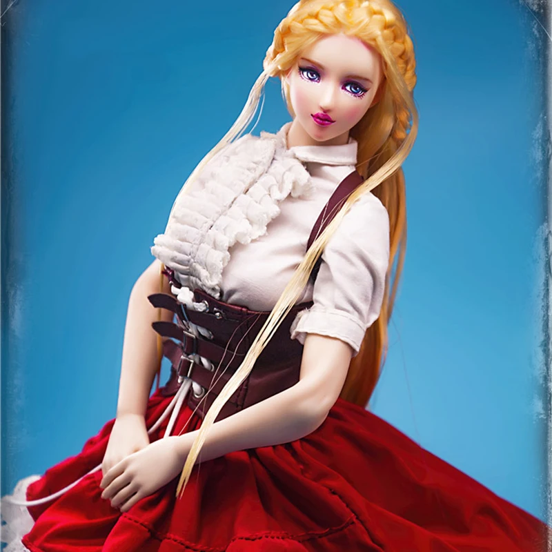 

IN STOCK 1/6 FA-18-07 Little Red Gothic Lolita Clothing Set for S10D S22A 12'' Detachable Foot Female Body