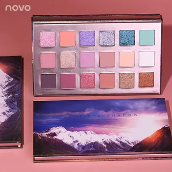 

NOVO Brand 18 colors Eyeshadow Palette super pigmented Matte and the shimmery/glittery powder eye makeup mountains in the sky