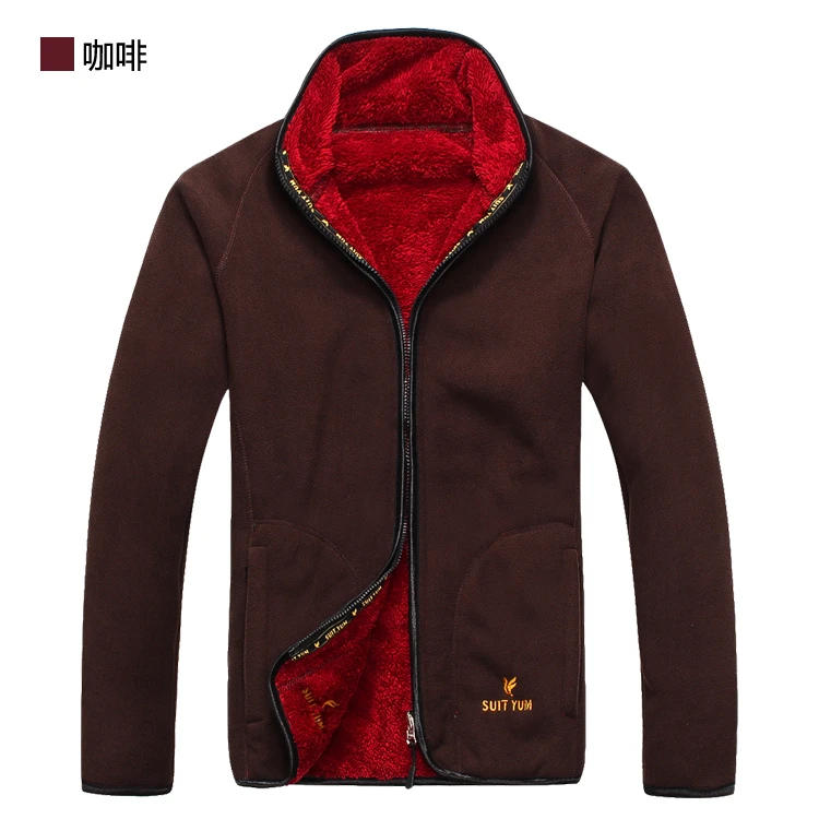 Mens Plus Velvet Warm Fleece Jacket Winter Outdoor Sport Thick Thermal Cardigan Coat Fleece Liner Riding Hiking Windproof Jacket - Цвет: 868 Red