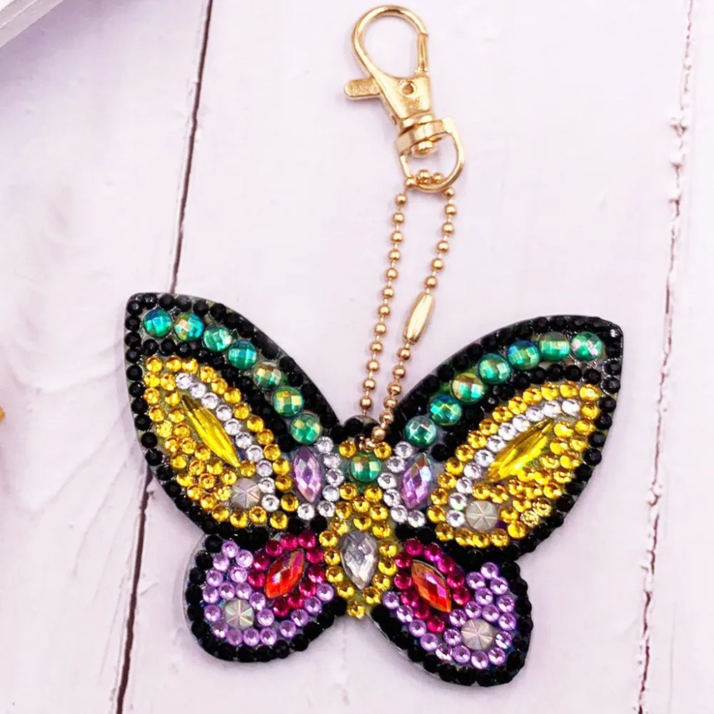 5D DIY Алмазная картина брелок Мода Мультфильм бабочка брелок Мозаика из алмазов руками сумка кулон подарок