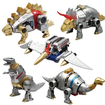 

Planet Dinosaur Hero Team Transformation Metal Paint Jurassic Warrior Metallic Deformation Action FIgure Transformer G1 Toy
