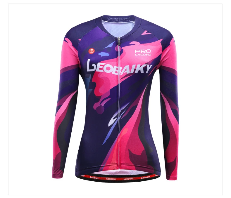 LEOBAIKY Pro велосипедная майка женская велосипедная одежда Roupa Maillot ciclismo с длинным рукавом для езды на велосипеде Женская одежда для велоспорта - Цвет: Фиолетовый