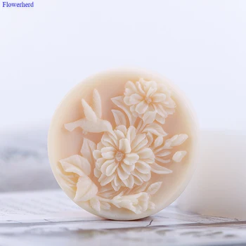 

Silicone Liquid Crafts 3D Silicone Soap Molds DIY Birds Flower Pattern Round Soap Mold Silicone Mold Soap Forms Cake Mold