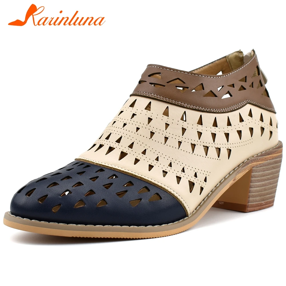 

Karinluna New Arrivals 2020 Plus Size 34-48 Chunky High Heels Pumps Woman Shoes Zip Up Summer Fashion Shoes Women Pumps