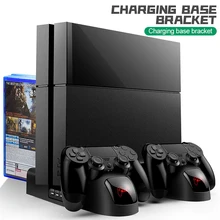 For PS4/PS4 Slim/PS4 Pro Console Vertical Stand with Cooling Fan Dual Controller Charger Charging Dock Station for Playstation 4 ootdty vertical stand mount holder dock cradle for ps4 pro game accessories console