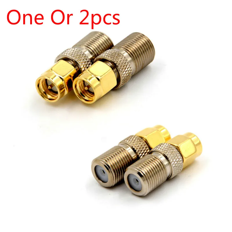 

One Or 2pcs F Type Female Jack To SMA Male Plug Straight RF Coaxial Adapter F Connector To SMA Convertor Gold Tone