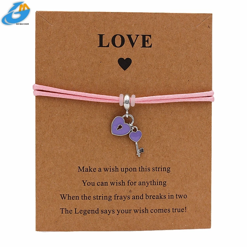 Подвески-браслеты DGW с замком для влюбленных регулируемый узел ювелирные изделия