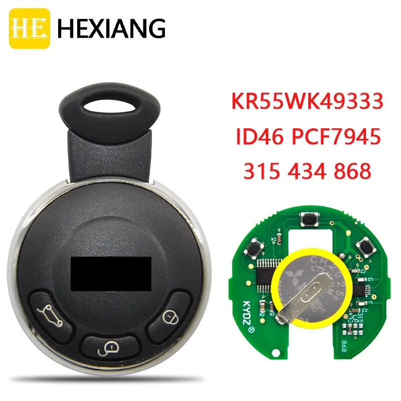 

HEXIANG Car Remote Key For BMW Mini Cooper With ID46 PCF7945 Chip 315/434/868MHz