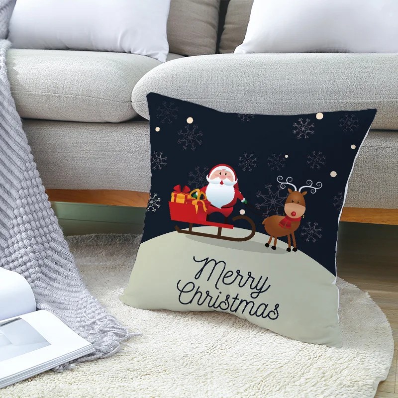 

RULDGEE 1PC Christmas Cushions Home Decorative Pillowcase Dark Blue Style Christmas Pillow Cover Throw Pillow Covers