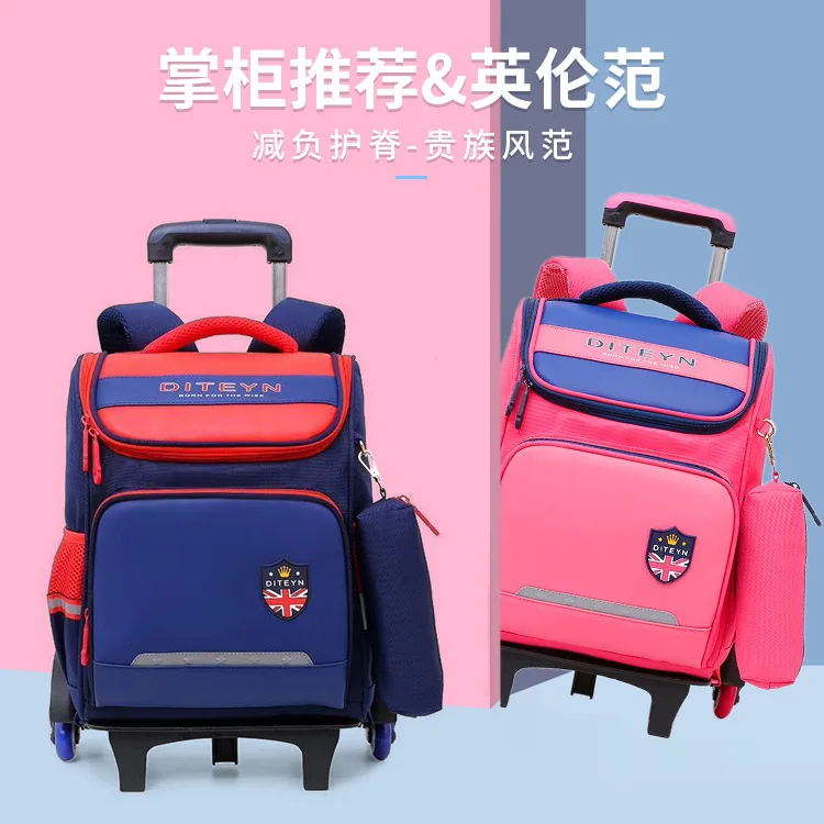 

Trolley Bag Young STUDENT'S Backpack 1-3-5 Grade CHILDREN'S School Bags 6-12 a Year of Age BOY'S And GIRL'S School Bag