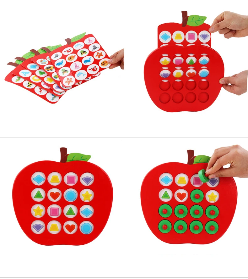Деревянные шахматные игры Apple Memory Match, Детские Ранние развивающие игрушки, семейные вечерние повседневные 3D пазлы, обучающие игры, игрушки для детей