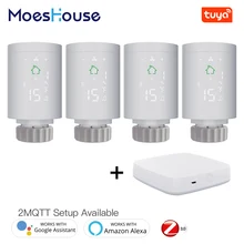 Tuya ZigBee3.0 actionneur de radiateur intelligent régulateur de température de vanne de radiateur thermostatique Programmable 2MQTT configuration avec Alexa