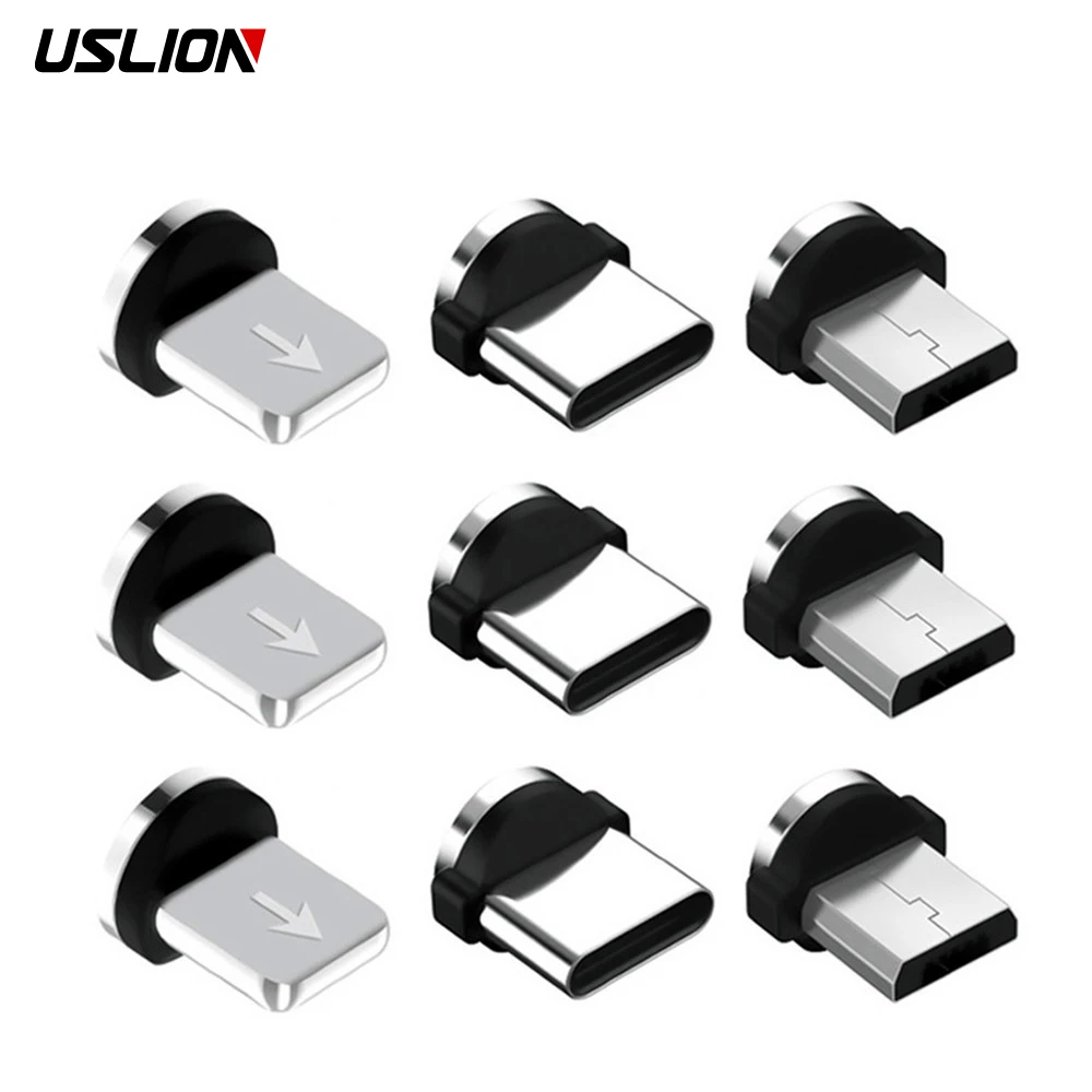 USLION-puntas magnéticas de rotación 360 para piezas de repuesto de teléfono móvil, convertidor duradero de fácil operación, adaptador de Cable de carga, 5 uds.