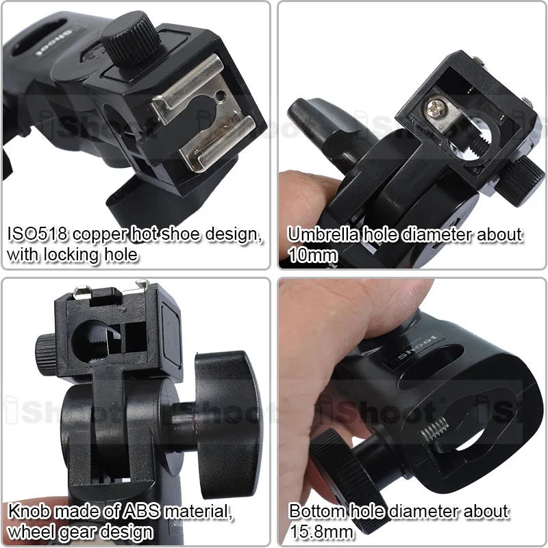 iShoot Mini Flash Bracket/Umbrella Holder Universal Metal Hot Shoe Mount for Canon Nikon Pentax Olympus Sony HVL-F60M Speedlite camera umbrella